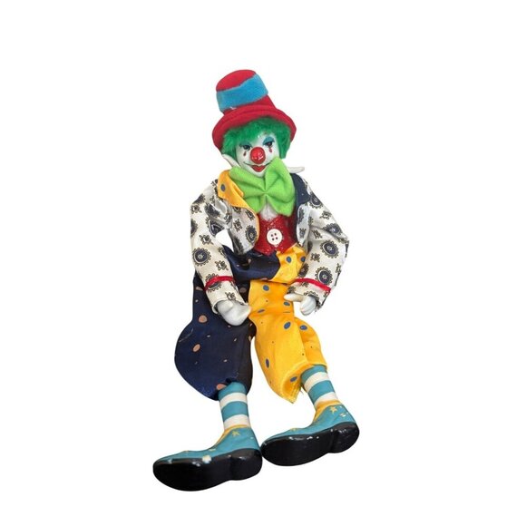 Vintage Ganz Ceramic Collectible Shelf Sitter Clown Doll W/Porcelain Face/Hands/ - Picture 2 of 6